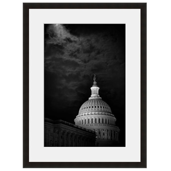 Image shown in Black Onyx frame with white mat. Capitol Building, Washington DC, The nations Capitol Building. Photographed by Vincent Versace